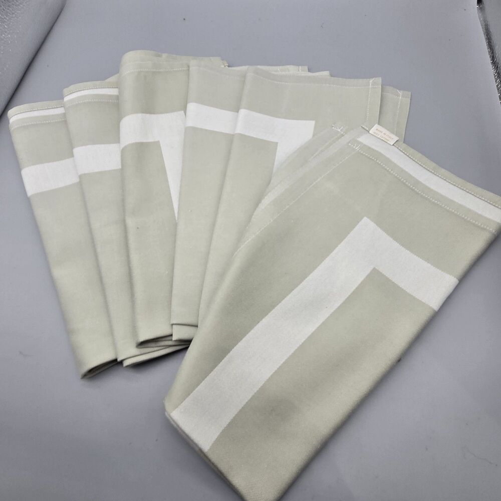 set (6) Rivolta Carmignani Cotton Napkins beige/White Square 22x22 Italy